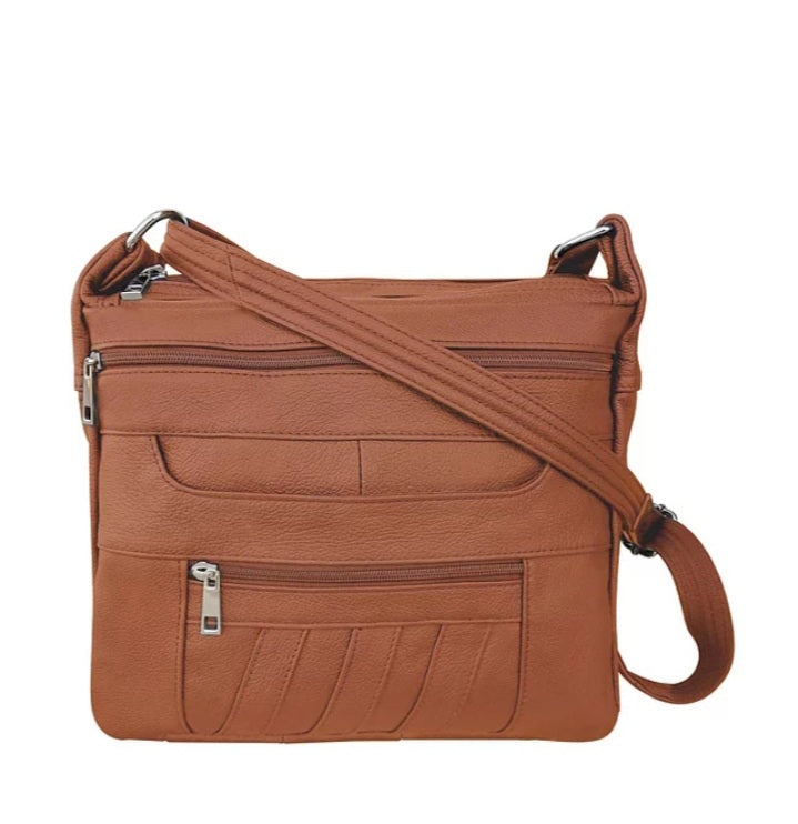Patch Leather Concealment Crossbody (7082)